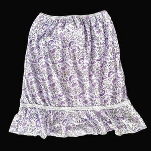 Y2k Vintage Purple Paisley Cottagecore Ruffle Hem Floral Skirt size Juniors XS